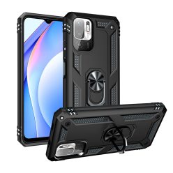   RMPACK Xiaomi Redmi Note 10 5G Armor Tok Ütésálló 2in1 PC TPU Series Gyűrűs - Kitámasztható Fekete