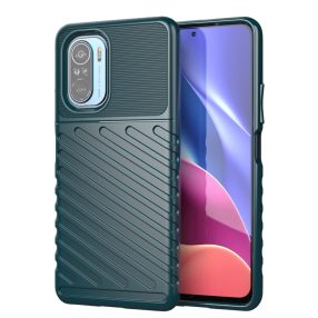   RMPACK Xiaomi Poco F3 / Mi 11i 5G Szilikon Tok Twill Ütésálló Thunder Series Kivitel Zöld