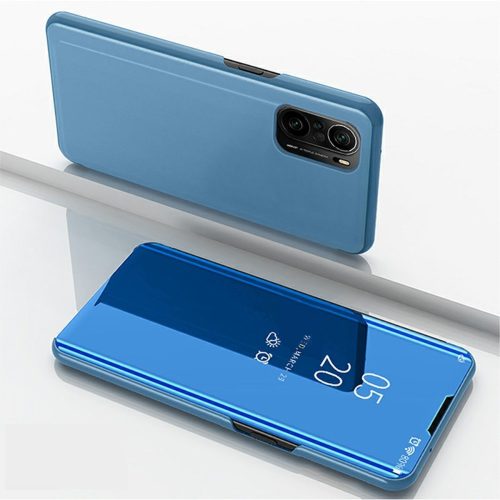 RMPACK Xiaomi Poco F3 / Mi 11i 5G Notesz Tok Mirror - Tükrözödő Áttetsző Fedlap Kék