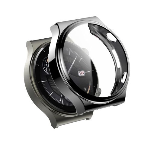 RMPACK Huawei Watch GT2 Pro / Classic / Sport Kijelzővédő Védőkeret TPU Szilikon + Temperd Glass Üvegfólia 2in1 Ezüst