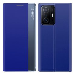   RMPACK Xiaomi 11T / 11T Pro Notesz Tok ELEGANT Style Ablakos View Window Series Kitámasztható Kék