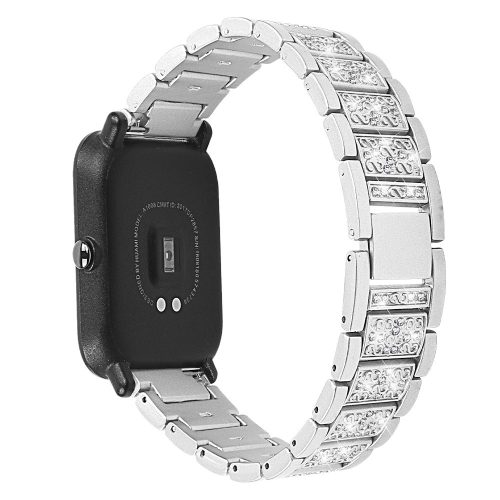 RMPACK Samsung Galaxy Watch Active Óraszíj Fémszíj Csillámlóköves 20mm Ezüst