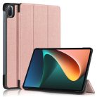 RMPACK Xiaomi Pad 5 / Pad 5 Pro Tok Tri-Fold Premium Kitámasztható Notesz Auto Wake / Sleep Funkcióval Rózsaarany