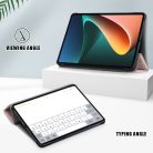 RMPACK Xiaomi Pad 5 / Pad 5 Pro Tok Tri-Fold Premium Kitámasztható Notesz Auto Wake / Sleep Funkcióval Rózsaarany