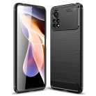 RMPACK Xiaomi Poco X4 Pro 5G Szilikon Tok Ütésállókivitel Karbon Mintázattal Fekete