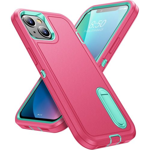 iPhone 13 6.1' Ütésálló Defender Tok Military TPU+PC Military Series Pink/Cián