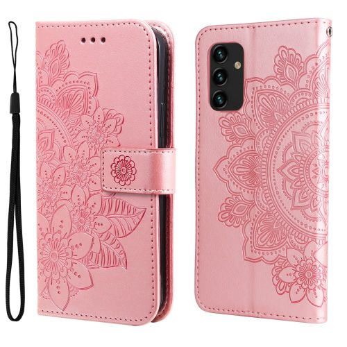 RMPACK Samsung Galaxy A13 Notesz Tok Mintás Mandala Style Kitámasztható Bankkártyatartóval Rózsaarany