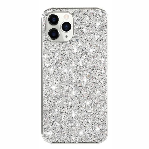 iPhone 12 / iPhone 12 Pro Szilikon Tok Csillámló Glitteres Ezüst