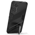 RMPACK Xiaomi 12 Lite Tok Ütésállókivitel Kitámasztható PC + TPU 2in1 Anti-Drop Series Kameralencse védelemmel Fekete