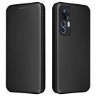 RMPACK Xiaomi 12T Pro / 12T Notesz Tok Karbon Mintázattal - Kitámasztható Carbon Style Series Fekete