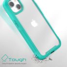 iPhone 13 Tok Ütésállókivitel 2in1 Bumper Series Elő-Hátlapi Védelemmel TPU Cián