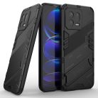 RMPACK Xiaomi 13 Tok Ütésállókivitel Kitámasztható PC + TPU 2in1 Anti-Drop Series Kameralencse védelemmel Fekete