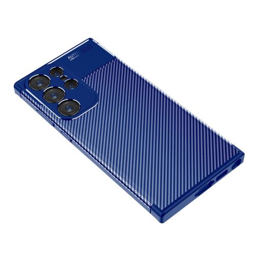 RMPACK Samsung Galaxy S23 Ultra Szilikon Tok New Carbon Series Mintázattal Sötétkék