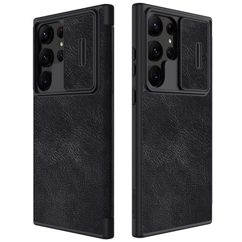 RMPACK Samsung Galaxy S23 Ultra Bőrtok Nillkin Qin Pro Series Lencsevédő - Kártyatartóval - Kitámasztható Notesz Fekete