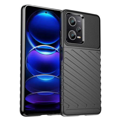 RMPACK Xiaomi Redmi Note 12 Pro 5G Szilikon Tok Twill Ütésálló Thunder Series Kivitel Fekete