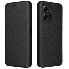 RMPACK Xiaomi Redmi Note 12 4G Notesz Tok Karbon Mintázattal - Kitámasztható Carbon Style Series Fekete