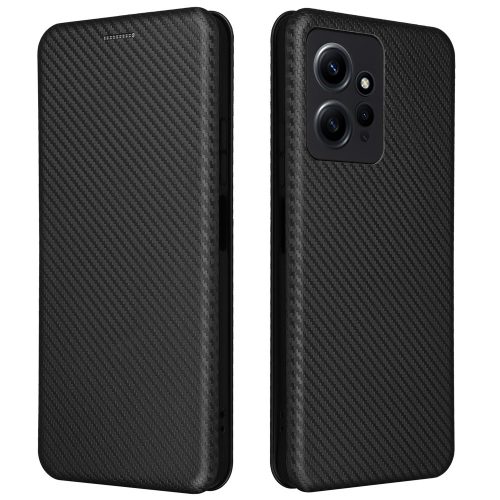 RMPACK Xiaomi Redmi Note 12 4G Notesz Tok Karbon Mintázattal - Kitámasztható Carbon Style Series Fekete