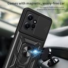 RMPACK Xiaomi Redmi Note 12 4G Ütésálló Tok Best Armor Ring Style + Camera Protector Lencsevédelemmel Fekete