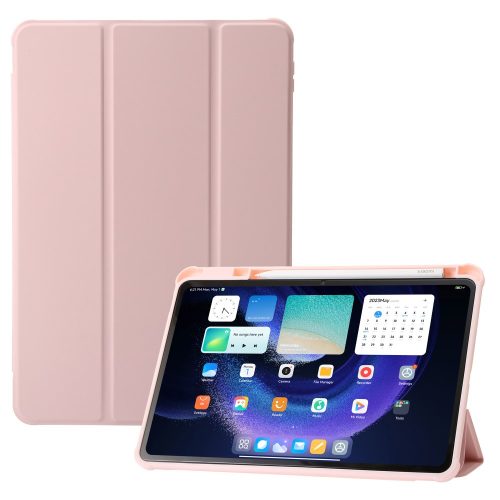 RMPACK Xiaomi Pad 6 Pro / Pad 6 Tok Notesz Kitámasztható Tri-Fold Series + Smart Pen Ceruza Tartóval Rózsaszín