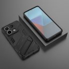 RMPACK Xiaomi Redmi Note 13 Pro 5G Tok Ütésállókivitel Kitámasztható PC + TPU 2in1 Anti-Drop Series Kameralencse védelemmel Fekete