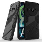 RMPACK Xiaomi Redmi A3 Tok Ütésállókivitel Kitámasztható PC + TPU 2in1 Anti-Drop Series Kameralencse védelemmel Fekete