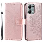 RMPACK Xiaomi 14T Tok Notesz Tok Mintás Mandala Style Kitámasztható Bankkártyatartóval Rózsaarany