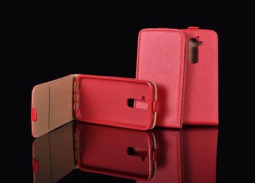 LG K5 Flip Tok Bőr Szilikon Belsővel Piros