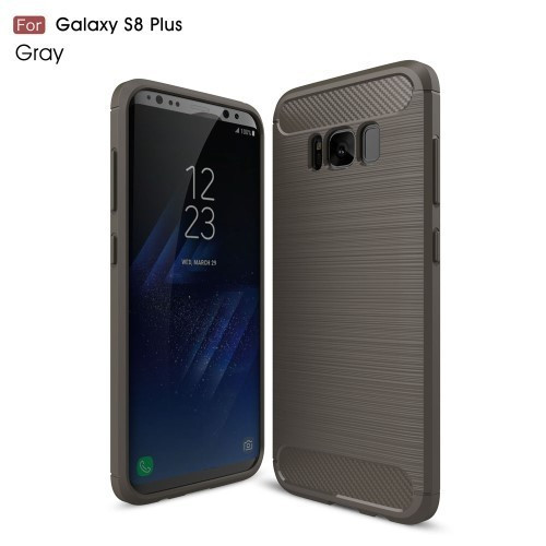 Samsung Galaxy S8+ / S8 Plus Karbon - Szálcsiszolt Mintás Szilikon Tok Ütésálló Kivitel Szürke