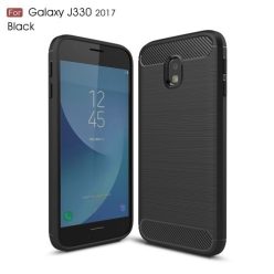   Samsung Galaxy J3 2017 (EU) Szilikon Tok Szálcsiszolt Ütésálló Fekete