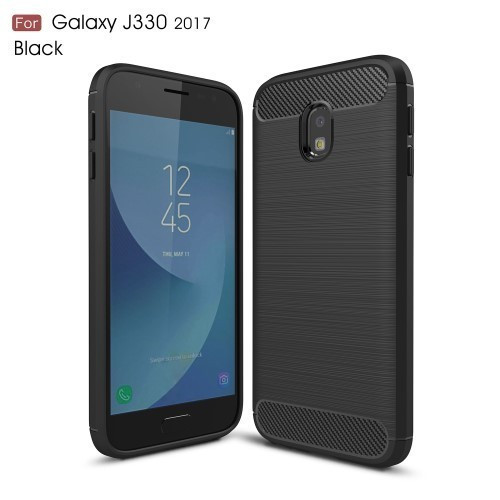 Samsung Galaxy J3 2017 (EU) Szilikon Tok Szálcsiszolt Ütésálló Fekete