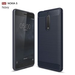   Nokia 5 Szilikon Tok Szálcsiszolt Ütésálló Tok Sötétkék