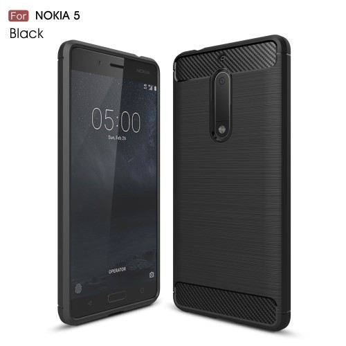 Nokia 5 Szilikon Tok Szálcsiszolt Ütésálló Tok Fekete