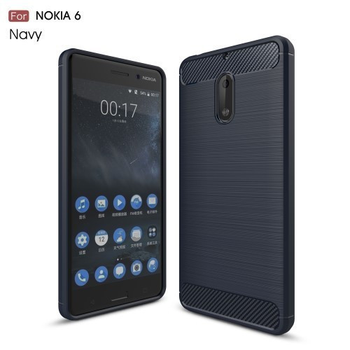 Nokia 6 Szilikon Tok Szálcsiszolt - Ütésállókivitel Sötétkék