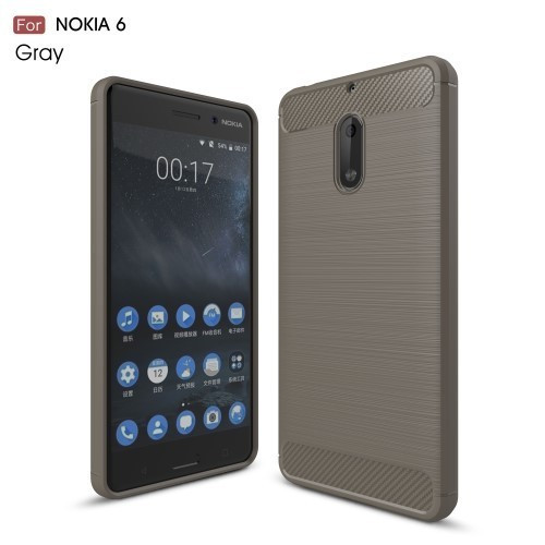 Nokia 6 Szilikon Tok Szálcsiszolt - Ütésállókivitel Szürke