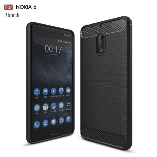 Nokia 6 Szilikon Tok Szálcsiszolt - Ütésállókivitel Fekete